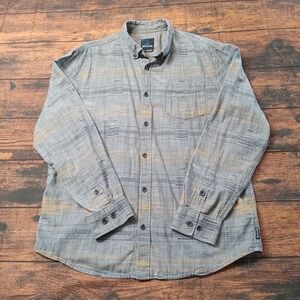 Prana‎ Standard Fit Short Sleeve Button Up Shirt Men's Large Blue